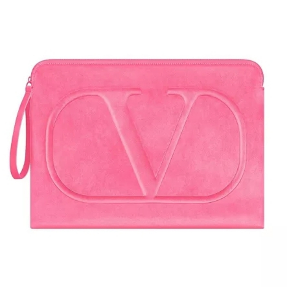 New Valentino Pink Soft Plush Laptop Bag Case XL